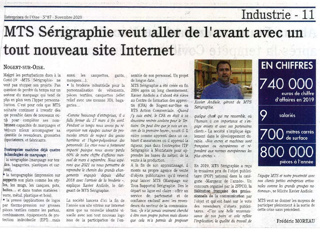 MTS Sérigraphie veut aller de l&rsquo;avant avec un tout nouveau site internet